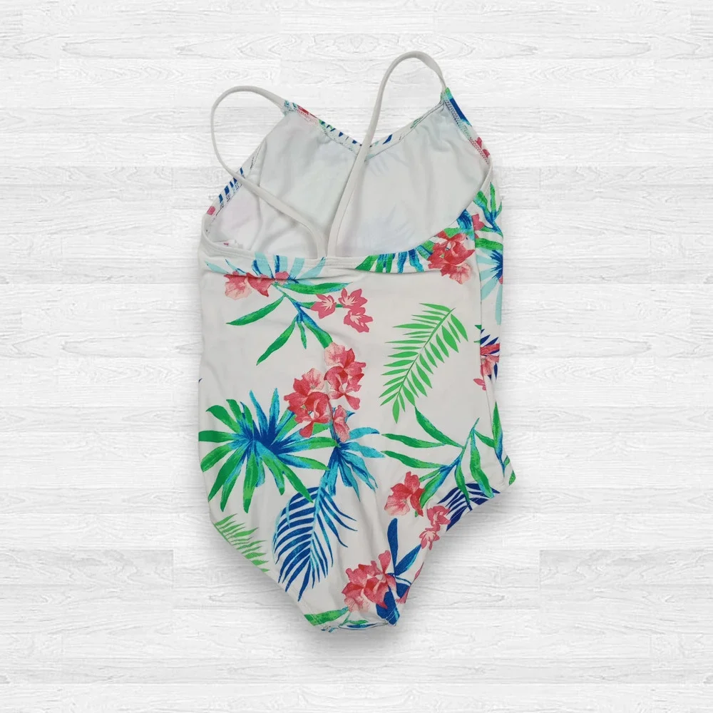 KANU Surf Girls Leonie Floral‎ White Beach Sport 1-Piece Swimsuit Size 12